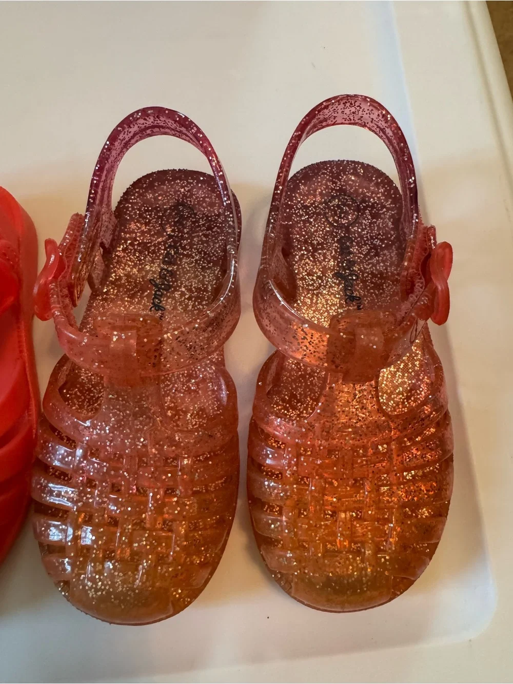 Cat & Jack Pink Kids Jelly Sandals — Solid and Glitter Styles